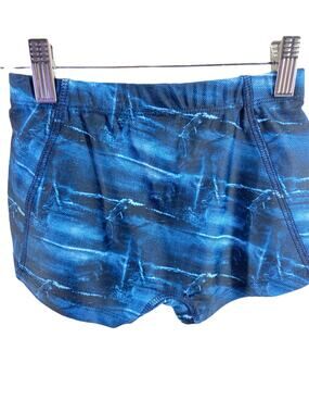 Crazy Pants Girls' Multi-Tone Blue Print Athletic Bike Shorts Youth Size Medium